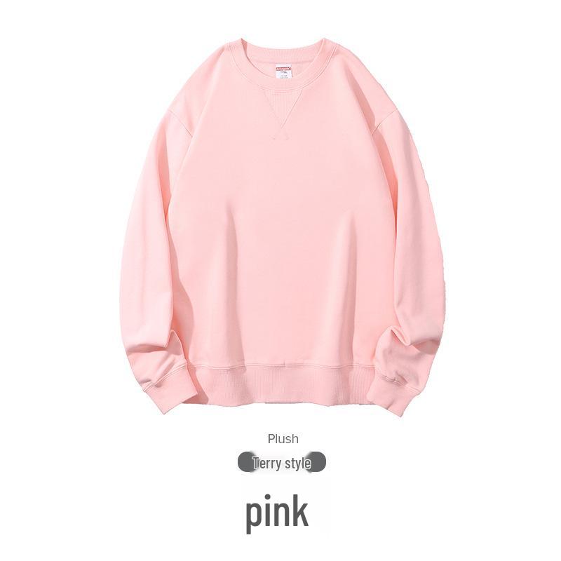 Felpa Girocollo Oversize Pesante da 380g in Puro Cotone, Colore Unito, Stile Primavera/Autunno, con Logo/Testo Personalizzato Stampato.