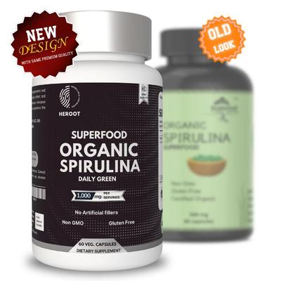 Ekologiškos Spirulinos kapsulės, 1000mg vienai porcijai, Superfoods svorio metimo degiklis