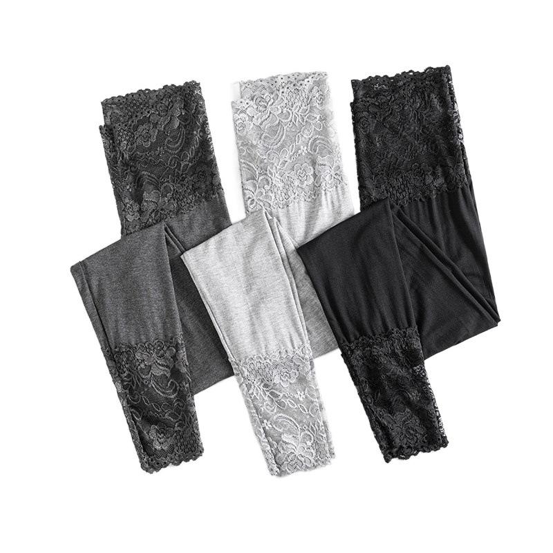 Damen Modal Leggings mit elastischer Spitzeneinfassung – Tragbar im Freien im Herbst und Frühling, dünn und dennoch warm.