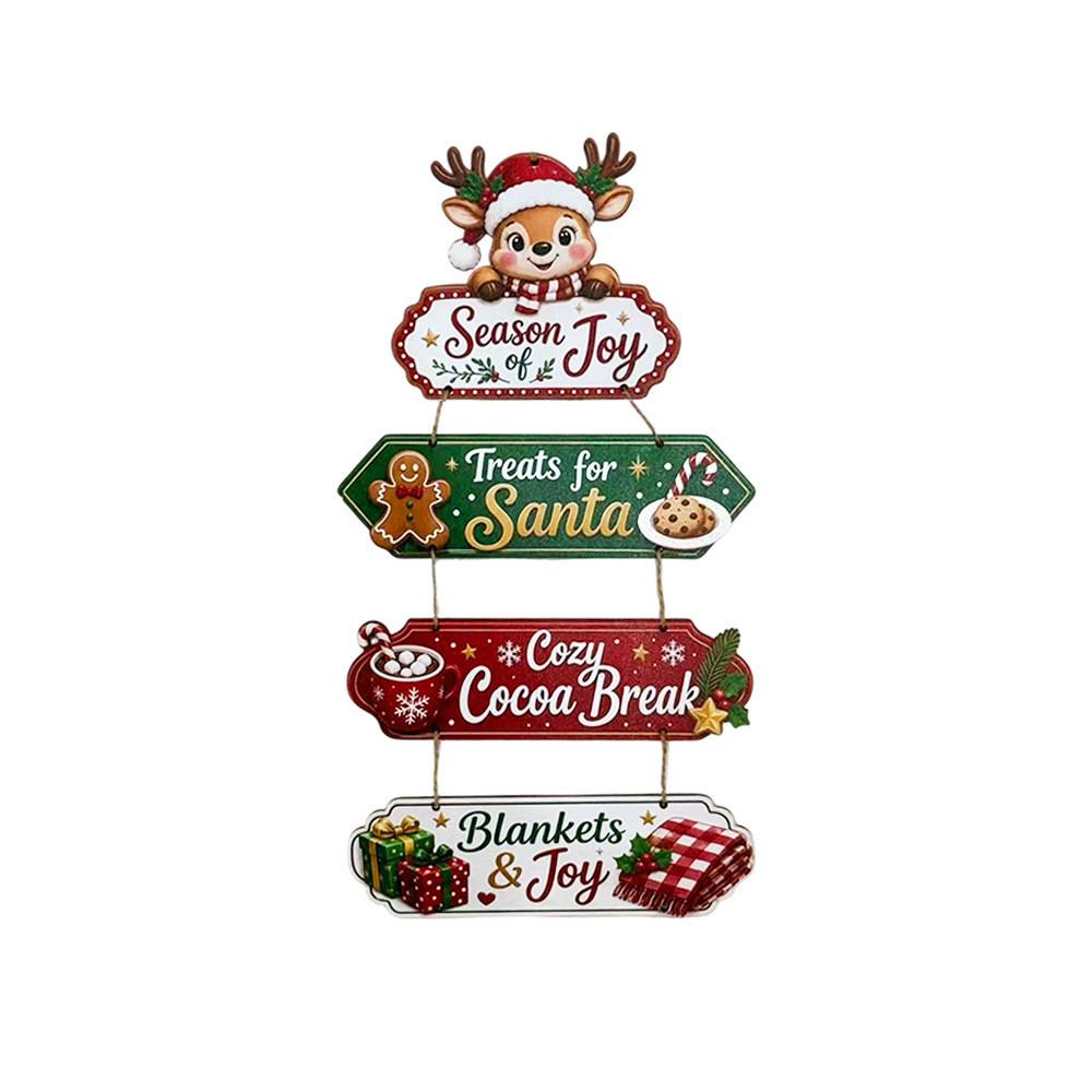 Christmas Santa Claus Wooden Hanging Ornament For Holiday Door Decor