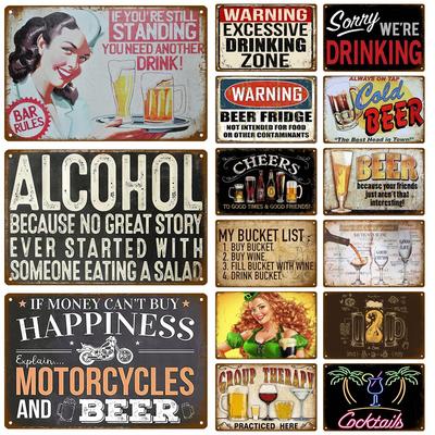 Cocktail Plåtskylt Plack Metallskyltskylt Vintageaffischer Väggkonstdekoration för Bar Pub Club Man Grottjärnmålning Heminredning