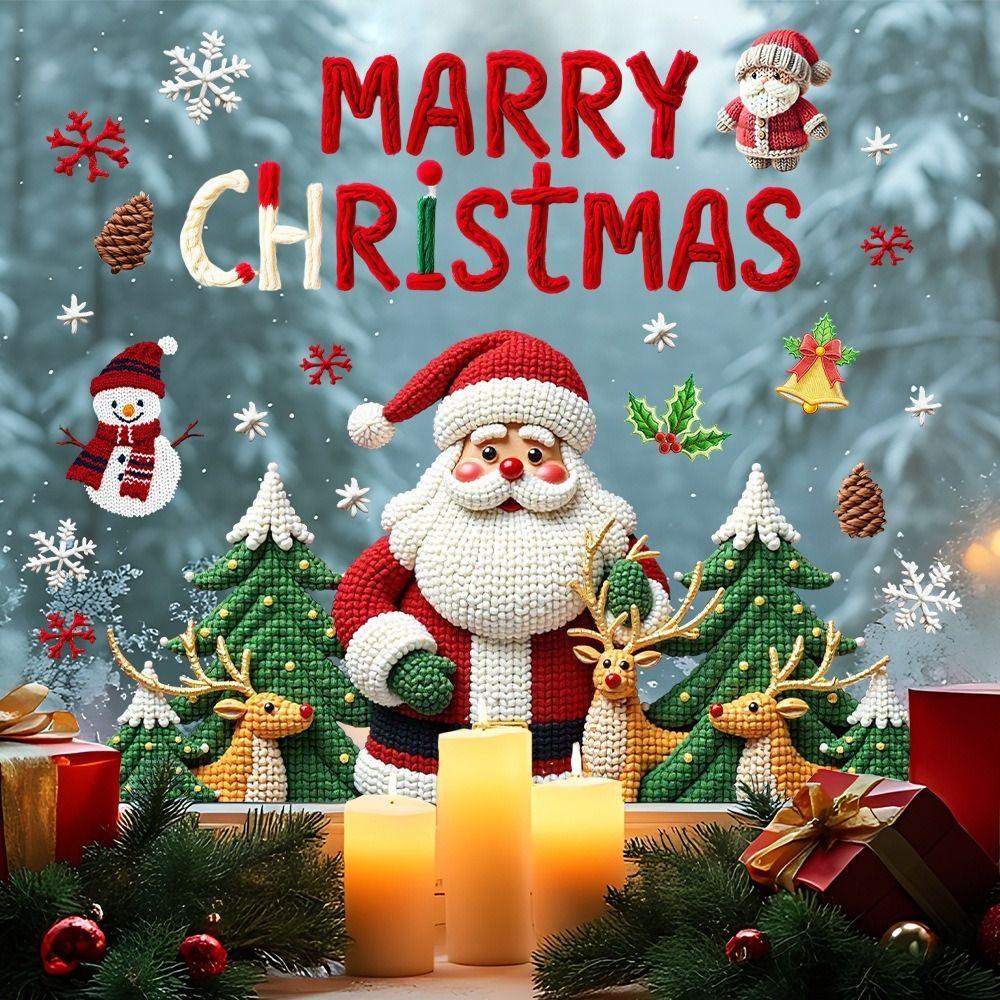 Snowflake PVC Christmas Window Stickers Electrostatic Whole Sheet Christmas Window Decals Reusable Xmas Wall Sticker Glass Doors
