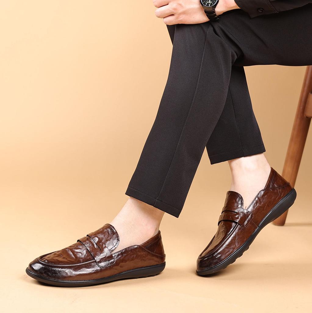 Men's Spring & Summer Leather Loafers: British Formal & Casual Slip-On Shoes