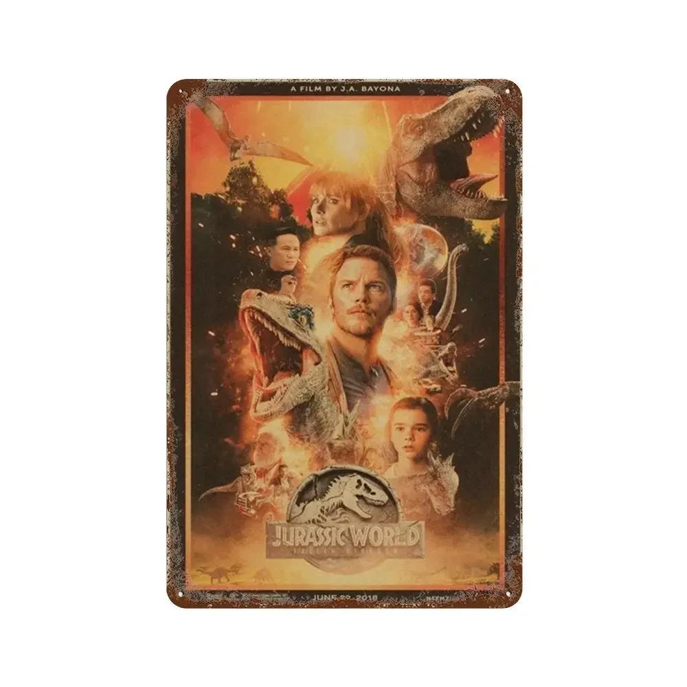 Jurassic Park Dinosaur Science Fiction Movie Sign Decor Metal Plate Poster Vintage Tin Sign Garage Man Cave Plaque Decoration