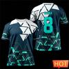 New Football Style T Shirt For Men Summer Fashion 3D Printed Custom Name Number Short Sleeve Ready Stock Simple Design T-Shirt