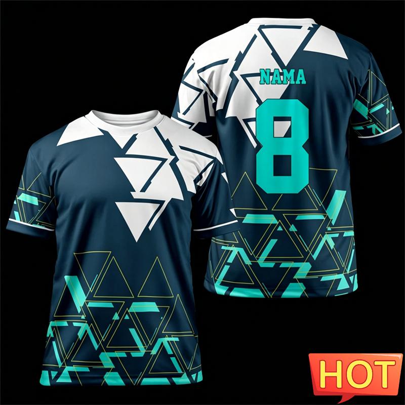 New Football Style T Shirt For Men Summer Fashion 3D Printed Custom Name Number Short Sleeve Ready Stock Simple Design T-Shirt