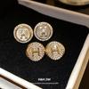 K Real Gold Electroplated Silver Needle Zircon Fritillary Round Earrings Fashionable Versatile Earrings Light Luxury High-end Earrings Women
