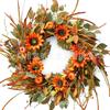 Harvest Wreath With Pumpkins Berries Vine Circle Halloween Thanksgiving Door Decor