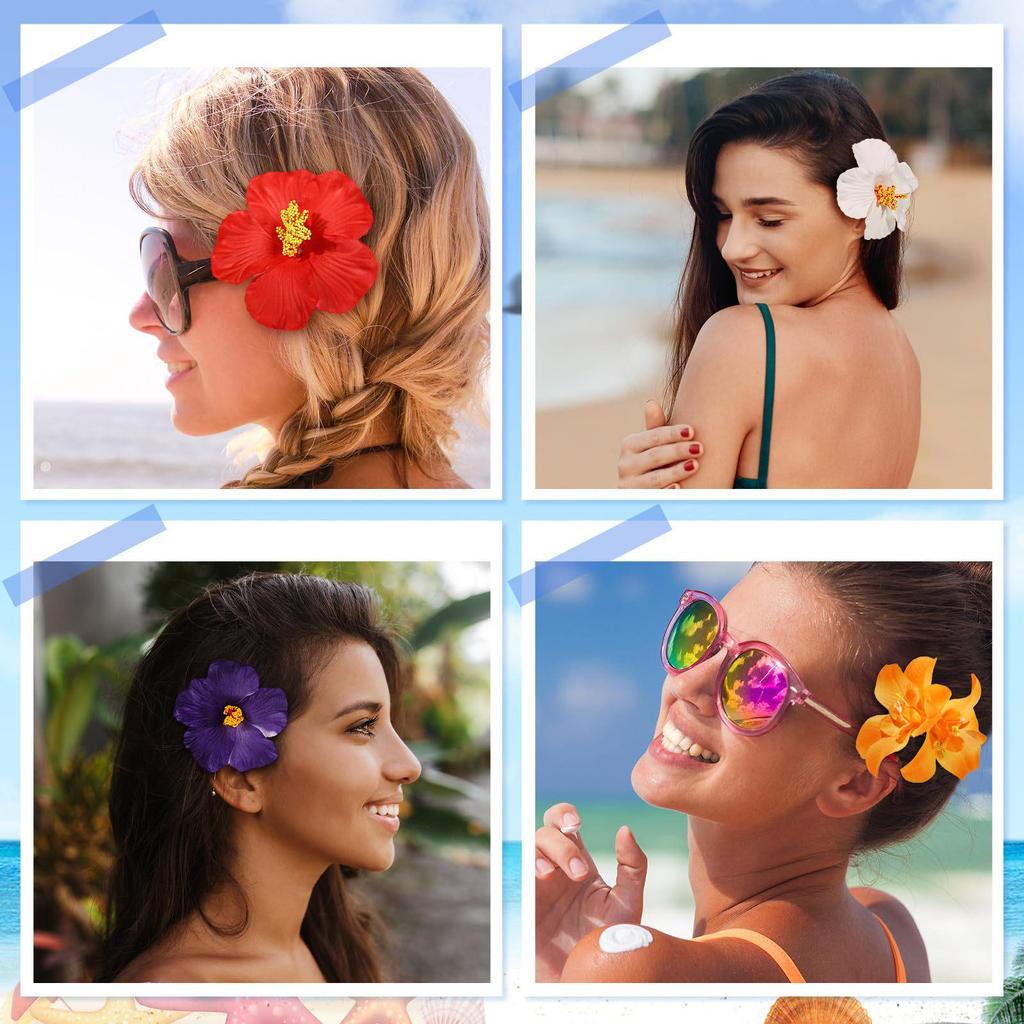 Hibiscus Flower Hawaiian Hair Clips - Beach Party Wedding Accessories