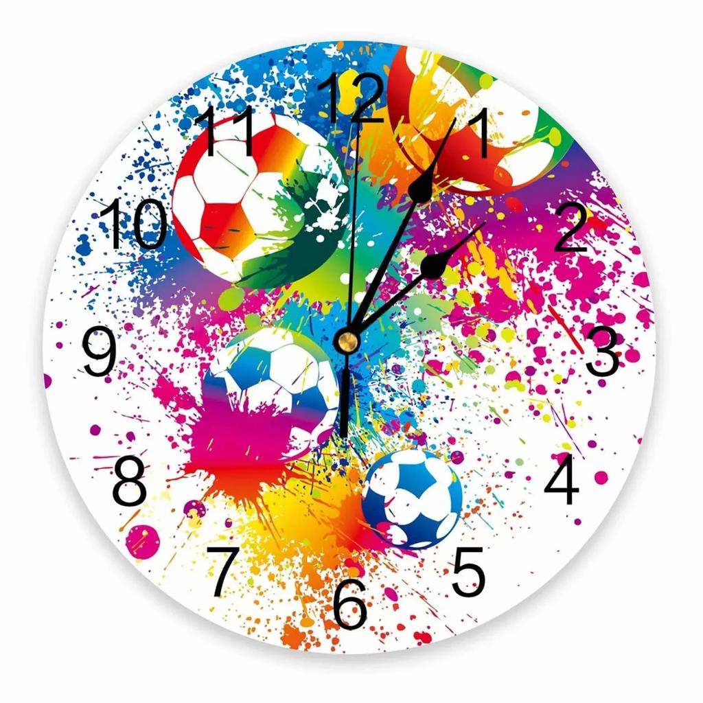 Sky Grass Football Clock Living Room Home Decor Large Round Wall Clock Mute Quartz Table Clock Bedroom Decoration Wall WatG6A9Q7