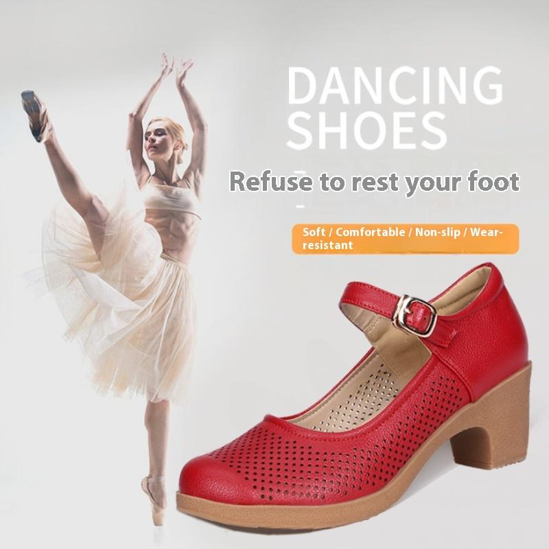 Chunky Heel Women's Shoes Work Shoes Commuting Hollow Tendon Sole European and American Sports Shoes Soft Sole Single Shoes Sandals High Heels
