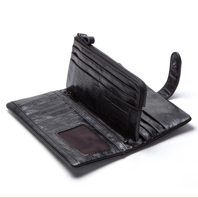 CONTACT'S Genuine Leather Men Long Wallet Phone Bag Zipper Coin Pocket Purse Male Clutch Wallet