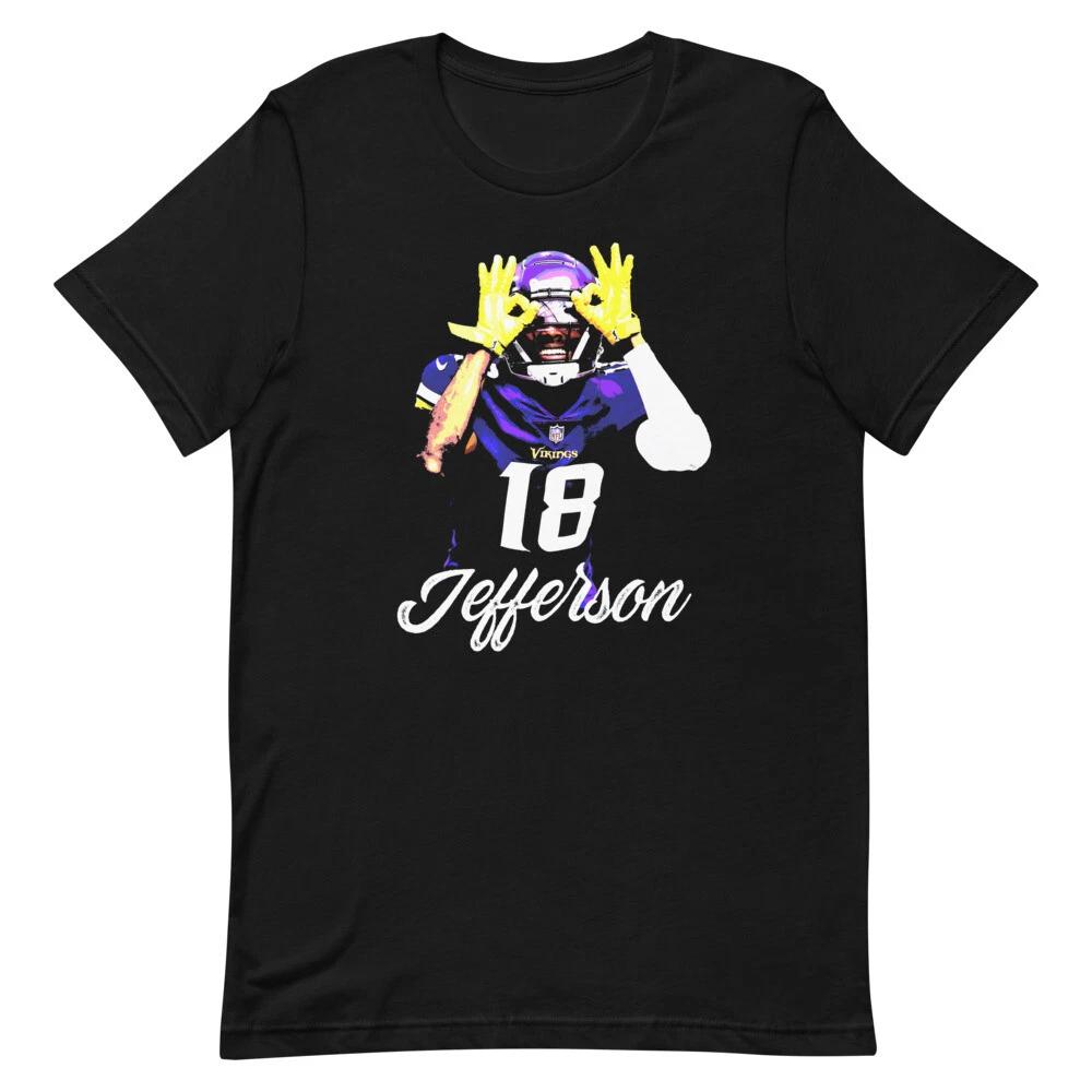 JUSTIN JEFFERSON VIKINGS WR Black Tee Short-Sleeve Unisex T-Shirt 2XL
