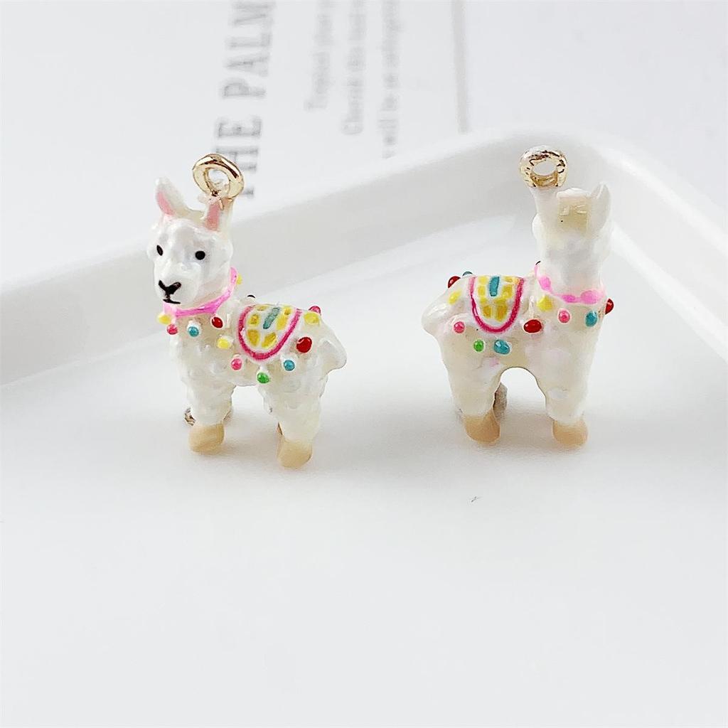 Kleurrijk 3D Alpaca Cartoon Bedeltje Hanger voor DIY Sieraden Armband Ketting