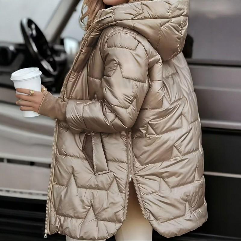 2026 Winter Womens Hooded Mid-Length Loose Cotton Puffer Coat Warm Fashion Casual Outerwear