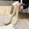 Black Pointed Toe Ladies Knee High Shaft Shoes Waterproof Women's Long Boots