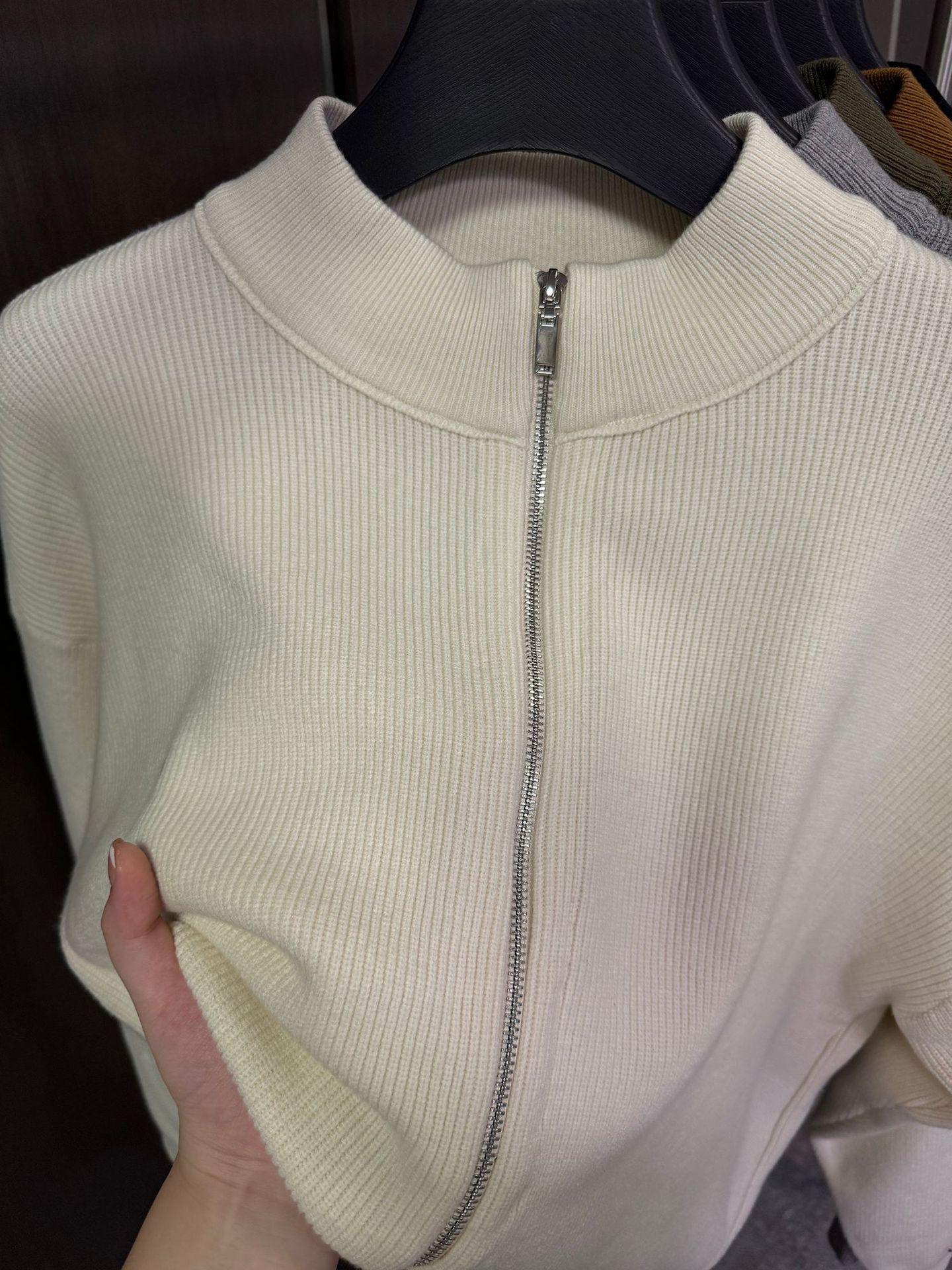 Men s Zipper Knit Cardigan - Winter Half-High Collar Long Sleeve Sweater M
