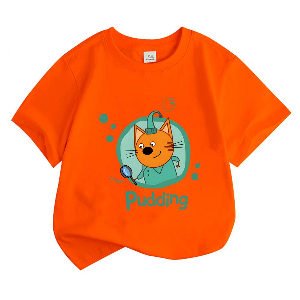 Summer 100% Cotton Kid-e-cats T-shirt Boy Cartoon Print Short Y2k One Piece Anime O-neck Tees Kids Clothes Girls Anime T-shirt summer Tops