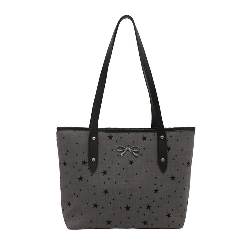 Stylish Black Polka Dot Bow Tote Bag For Women 2024 Large Capacity Casual Shoulder Handbag
