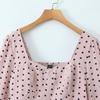   European and American style, new women's fashion, fashionable style, puff sleeve square neck fishbone mini top
