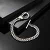 Punk Non Fading Double Layer Square Chain OT Buckle Chunky Bracelet for Men, Waterproof Stainless Steel Fashion  Jewelry Gift