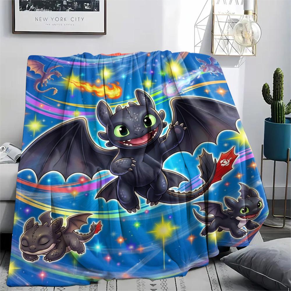 Toothless Night Fury Warm Print Cozy Comfortable Flannel Blanket for Sofa Chair Bed Bedroom Outdoor Picnic.-TING