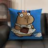 Cute Kicapara Cartoon Cushion Cover Natural Linen Organic Fabric Double-Sided Printing Sofa Home Decor Gift Pillow Case