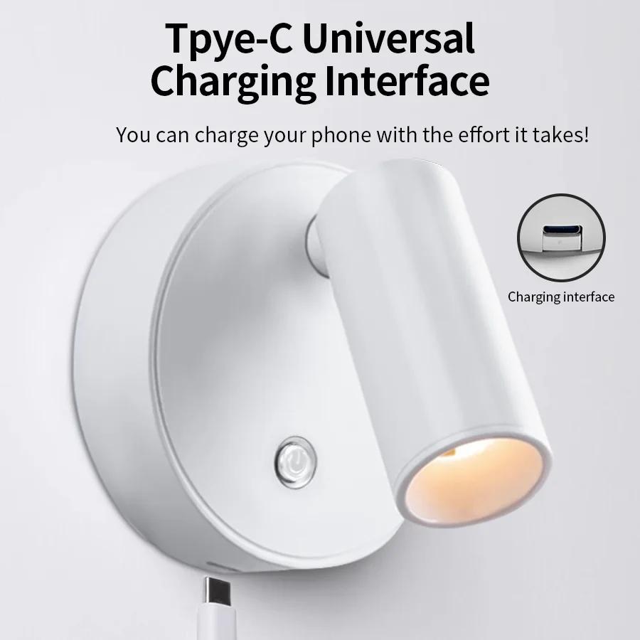 Magnetic Cordless Led Wall Lamp with Touch Switch Rechargeable Night Light Spotlight Brightness Color Dimmable Bedroom Cabinet