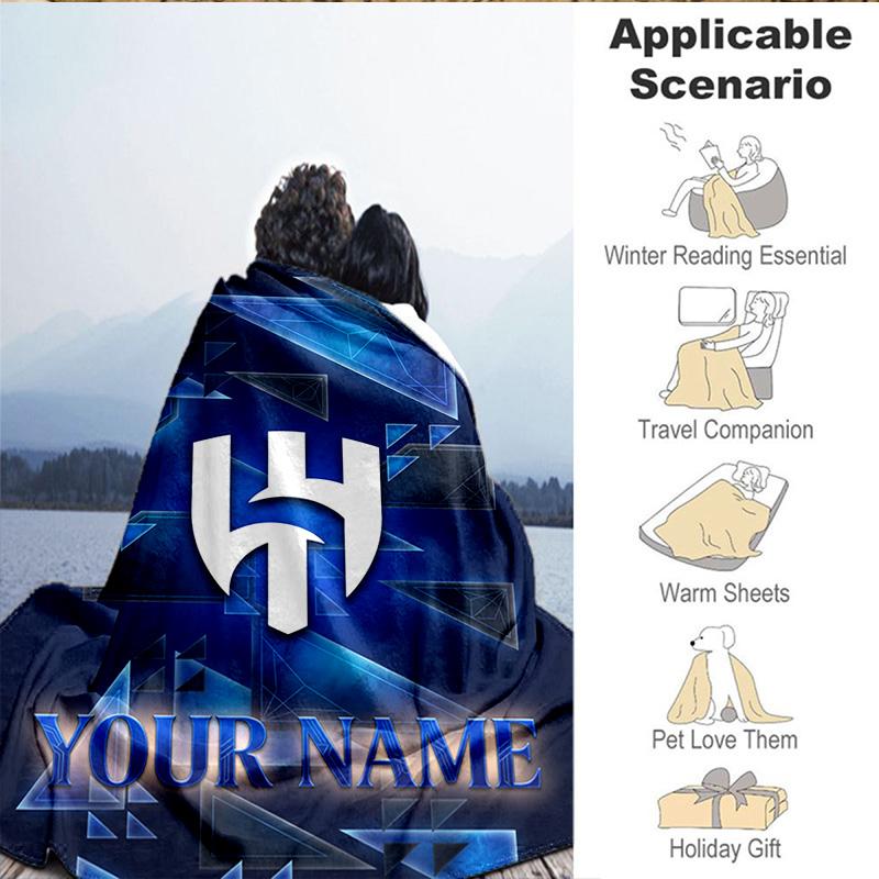 1PC Custom Name Blanket Hilal FC Crest Flannel Blankets Patterns Throw Blanket All-Season Soft Gift for Couch, Bed, Camping, Birthday Gifts