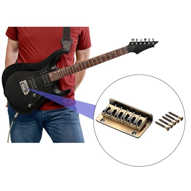 6 String Fixed Bridge Electric Bass Bridge Adjustable String Bass Bridge Bass Hardware Metal Texture for Electric Bass