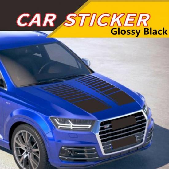 Sports Racing Car SUV Truck Hood Decals Stripe Pattem Stickers Black 2Pcs 95cm