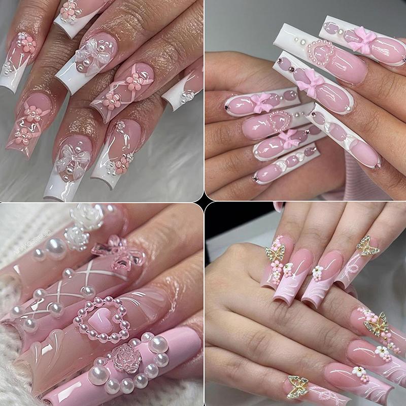 12 Grid Nail Resin Bowknot Bear Nails Art Charms Bowknots Heart Flower Kawaii Diy Decor Lollipop 3D Manicure  Tools