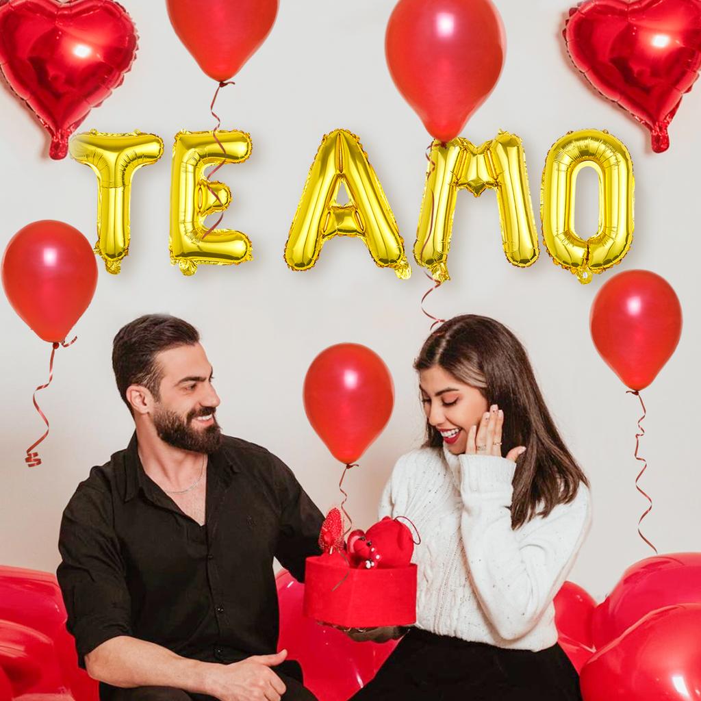 Spanish I love you lettering banner balloon, for Valentine's Day party, proposal, confession, Valentine's Day anniversary