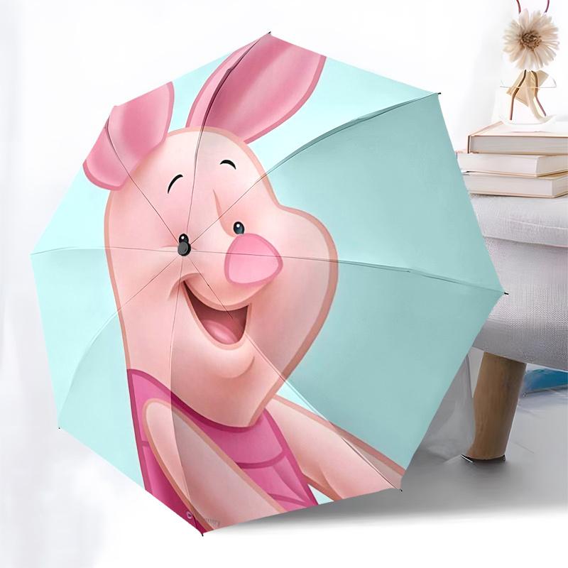 Winnie and Friends Themed Travel Umbrella-8 Ribs Automatic Opening and Closing, Portable Folding Design, Compact and Stylish Umbrella Suitab