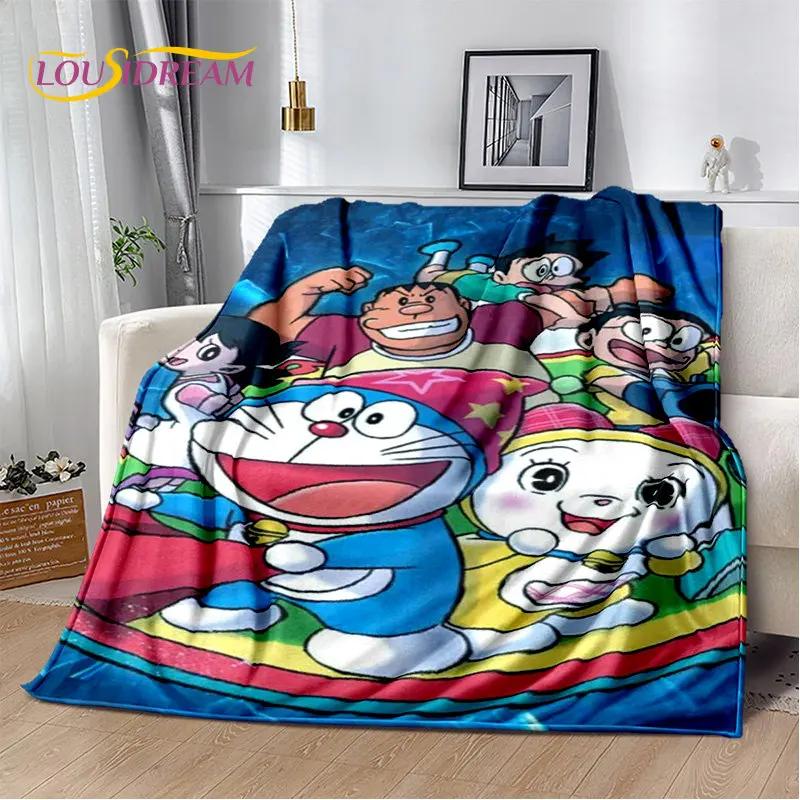 Coperta morbida in peluche cartone animato anime Doraemon, coperta in flanella per soggiorno camera da letto letto divano picnic, copertura calda per bambini