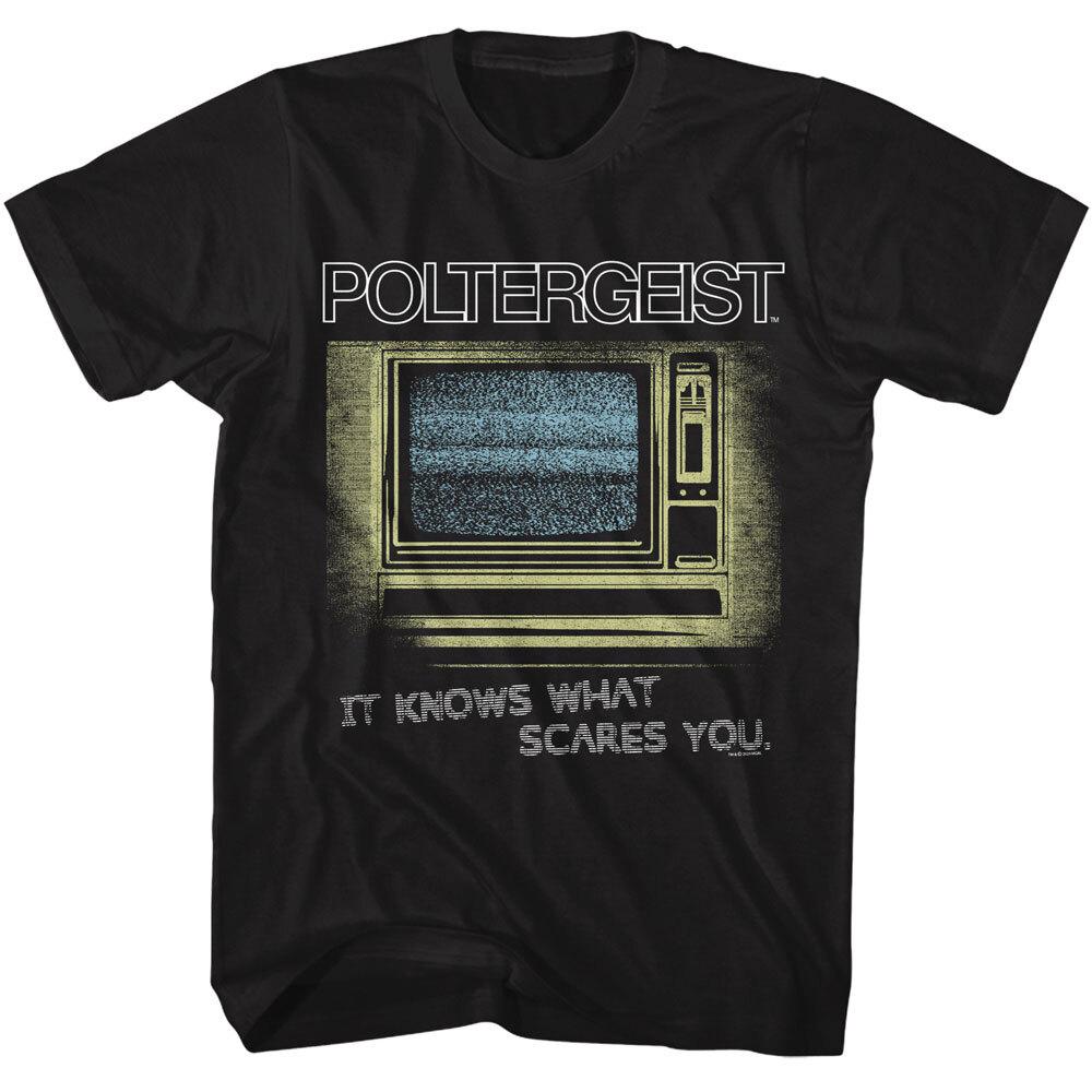 Poltergeist Horror Movie Console TV It Knows What Scares You Men T Shirt XL