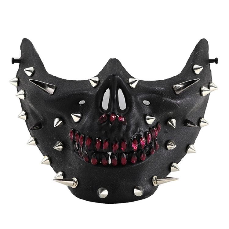 Masquerade Mask Half Face Mask Halloween Rhinestones Rivet Mask Breathable Cosplay Mask for Women Men Masquerade Cosplay