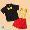 Matreeglam Kids' Halloween Costume Set with Suspenders for Boys, Short Sleeve Suit and Bow Tie, Perfect for Christmas, Birthdays, or as a Gift (Boys'