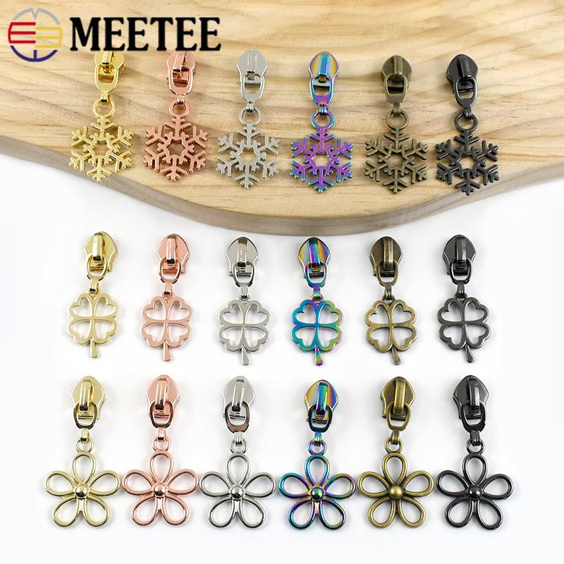 5/10/20Pcs Meetee 5# Zippers Slider Pullers for Nylon Zipper Tapes Sewing Zip Closure Heads Repair Kits Bag Garment Accessories
