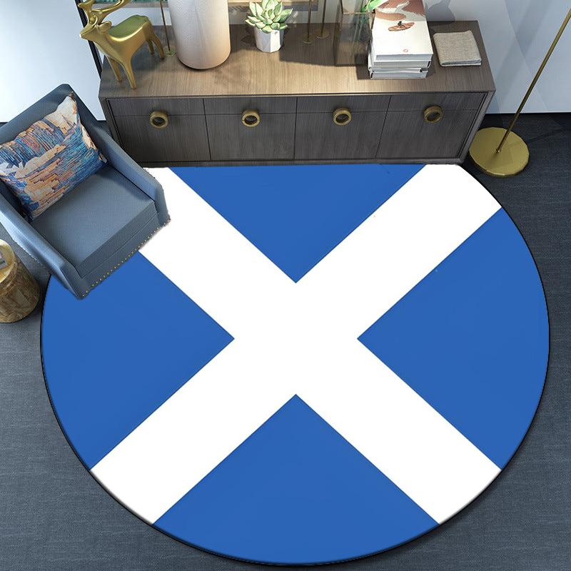 Scottish Flag Design Round Rug for Livingroom,Bedroom, Palyroom, Chair Rug, Area Rug, Circle Carpet, Fan Christmas Gift