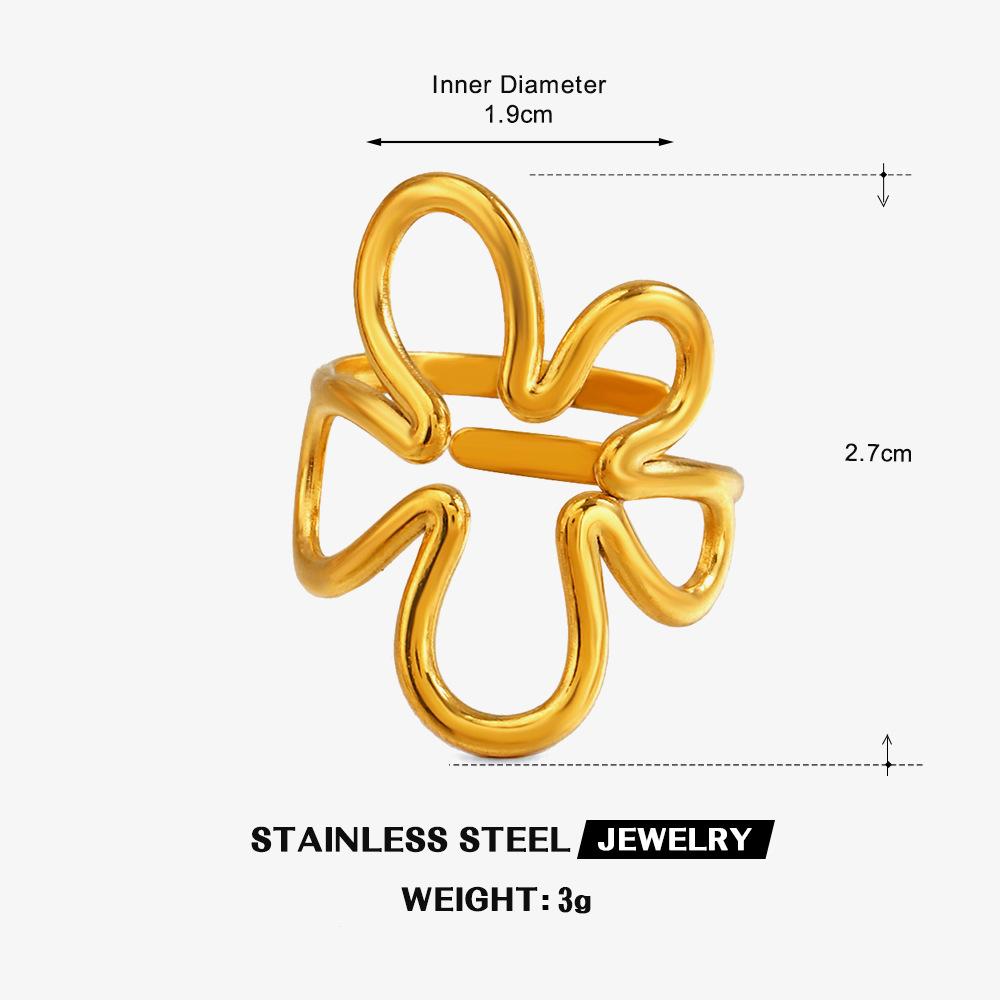 Gold Color Stainless Steel Rings for Women Men Vintage Red Blue Green Oil Drop Leaf Rings Light Luxury Temperament Jewelry