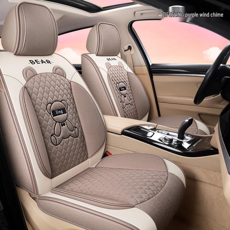 Purple Wind Chime Linen Seat Cover for H6 Big Dog, First Love, M6 Red Rabbit, F7X/H4 Cars - All Seasons Full Coverage.