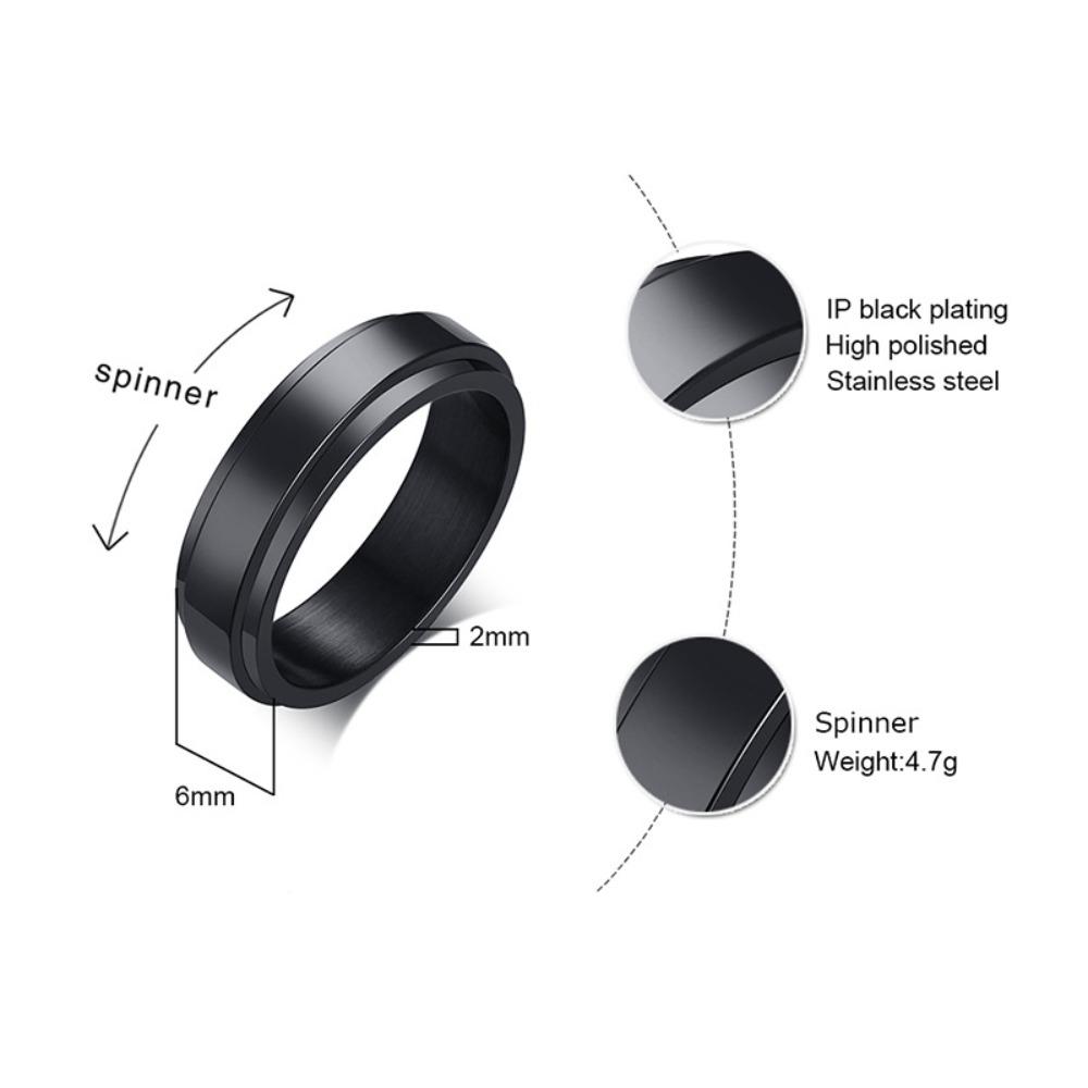 6MM Rotating Stainless Steel Couple Ring Smooth Band for Men Women