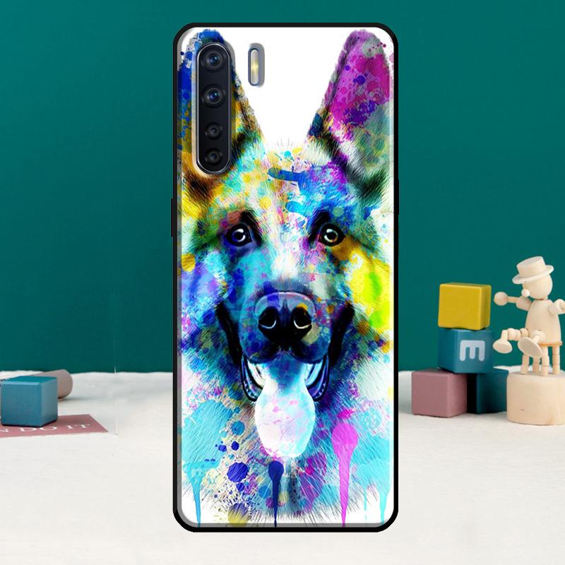 Cartoon German Shepherd Dog Phone Case For Oppo A74 A15 A80 A60 A40 A94 A54 A98 A78 A18 A38 A58 A16 A76 A96 A17 A77 A57S