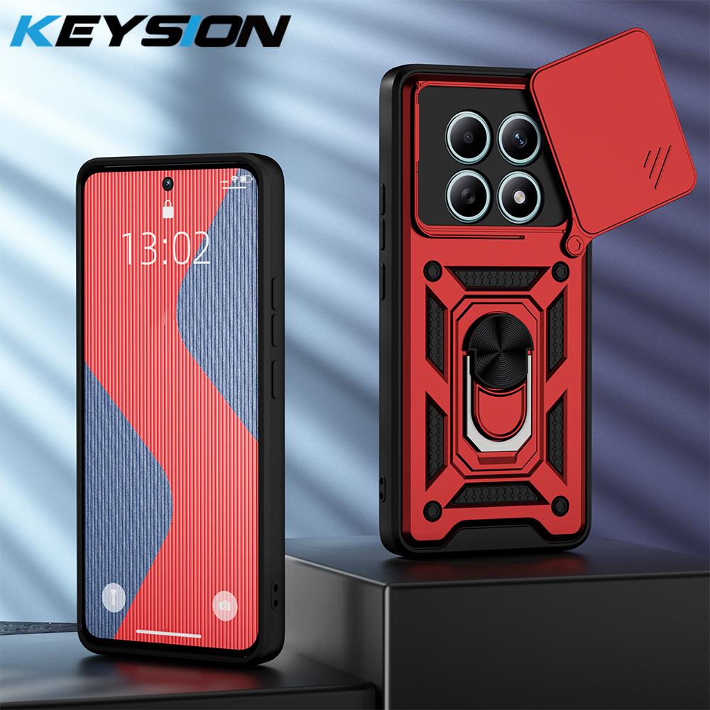 KEYSION Shockproof Case for Redmi Note 15 Pro 4G 15 Pro+ 5G Slide Camera Lens Protection Ring Stand Phone Cover for Redmi Note15