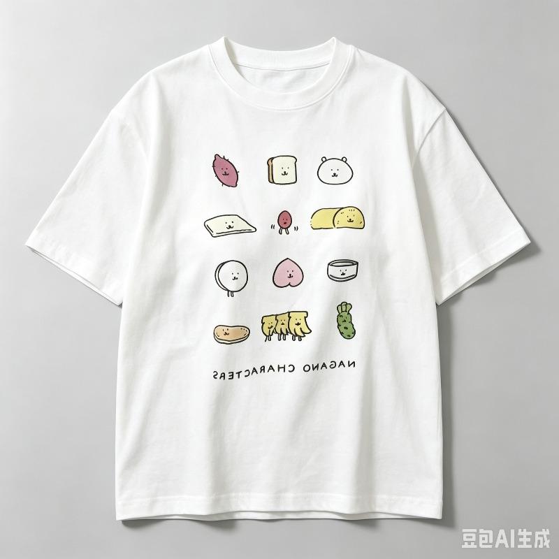 Unisex Pure Cotton Casual Cute Food Character Tshirt Cartoon Bread Fruit Print Short Sleeve Loose Fit Top For Daily Wear