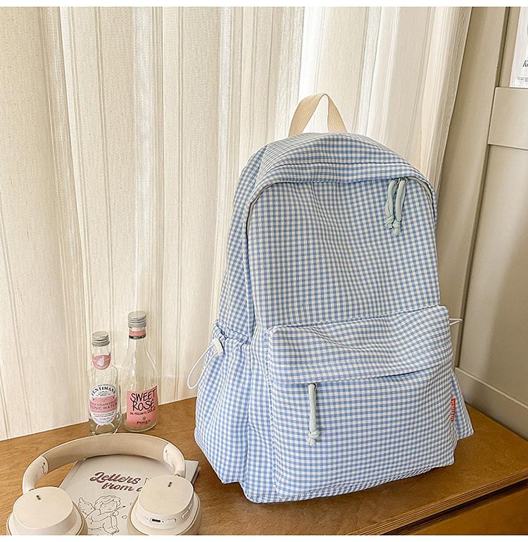 Schoolbag Korean ins Mori small fresh and sweet wind girl plaid small backpack high value travel shopping small backpack