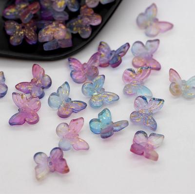 50 Pcs 11mm Stereoscopic Glass Butterfly Loose Beads DIY Gradient Color Bead Jewelry Necklace Bracelet Making