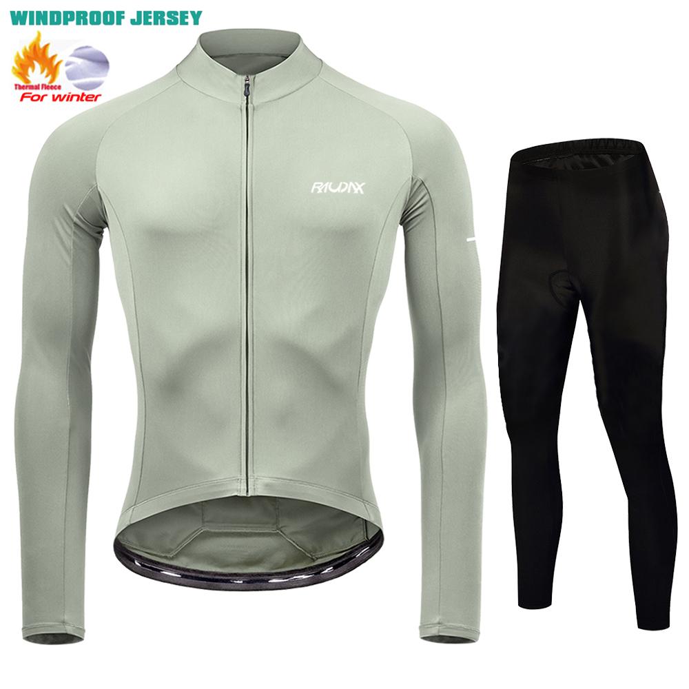 Raudax Winter Mountain Bike Jersey Ropa De Hombre Thermal Fleece Keep Warm Road Bike Sportswear 2026 Winter Velvet Warm Cycling Clothing Suit Set