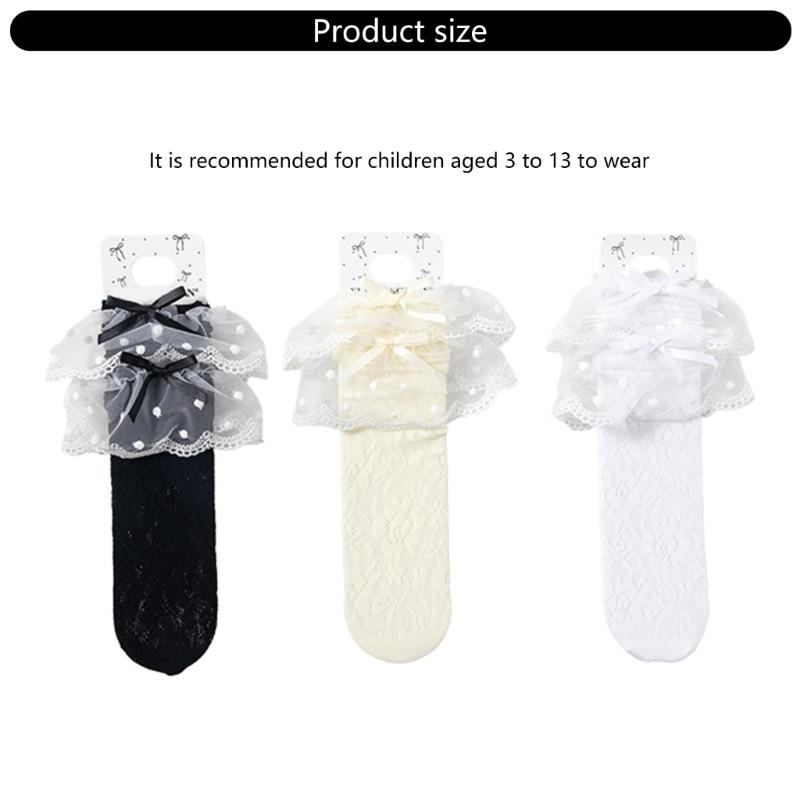 Breathable Ballet Socks for 3-13 Years Girls Feature Lovely Bowknot Design, Lovely Kids Middle Tube Socks Stackable